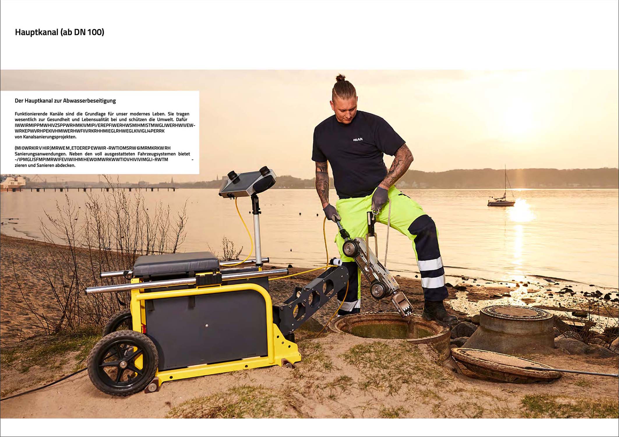 Industriefotograf Werbefotografie Kanalsanierung am Strand