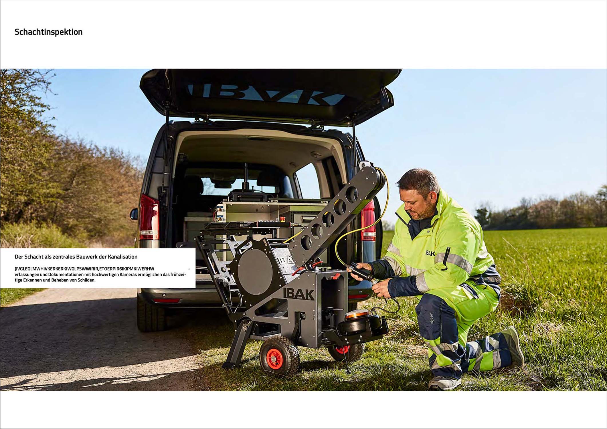 Industriefotograf Werbefotografie Kanalsanierung Inspektion Geräteaufbau